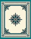 Teal Floral Medallion Border Rug