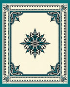 Teal Floral Medallion Border Rug