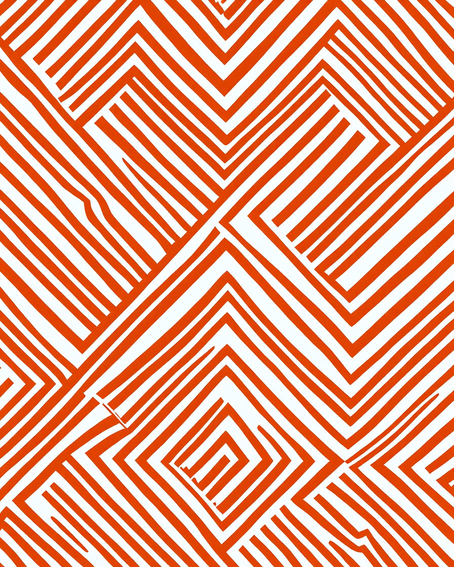 Bold Orange Geometric Zigzag Pattern Rug