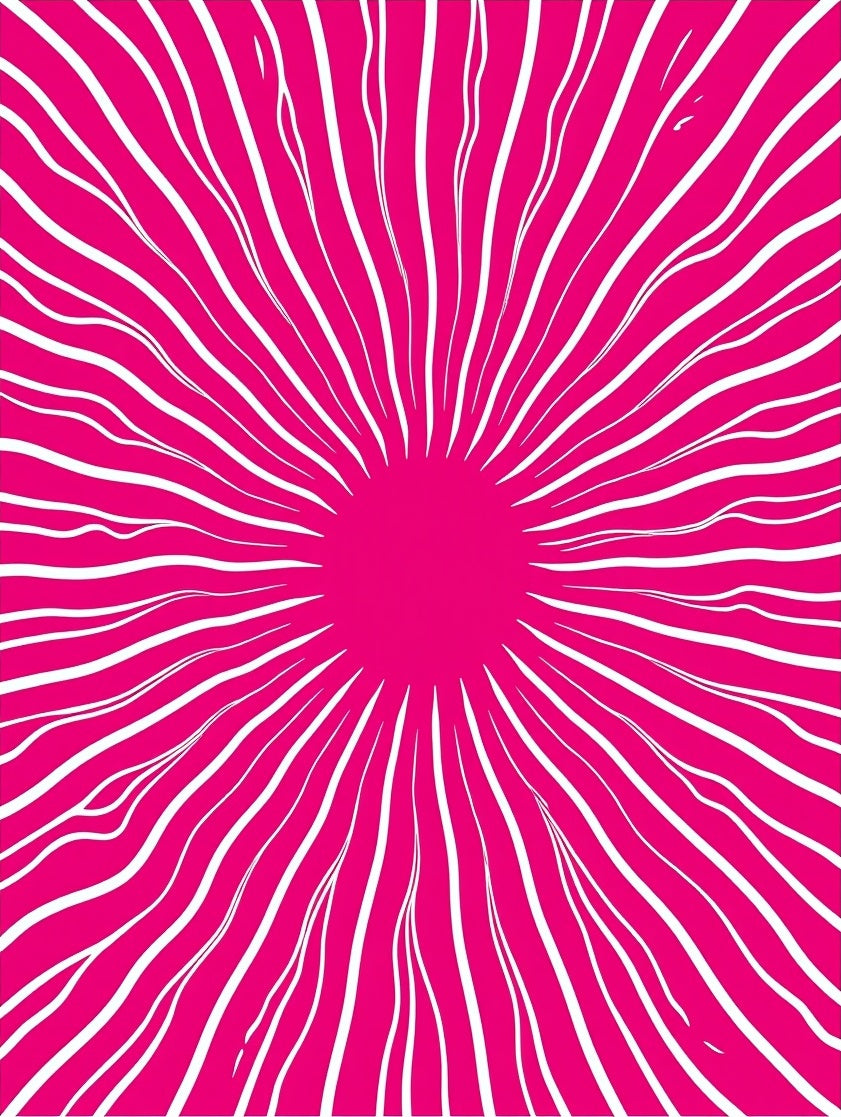 Radiant Pink White Abstract Sunburst Rug