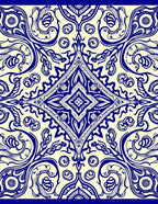 Classic Blue Floral Motif Pattern Rug