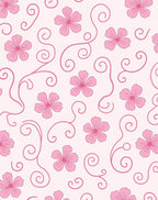 Pink Floral Swirl Pattern Rug