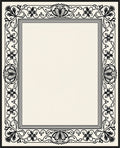 Ornate Black Floral Border Design Rug