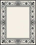 Ornate Black Floral Border Design Rug