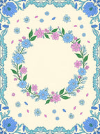 Wreath Of Flowers And Leaves Design Rug
