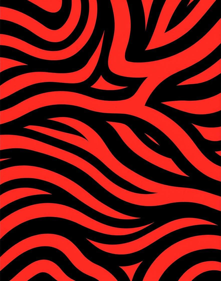 Bold Red Black Wavy Pattern Rug