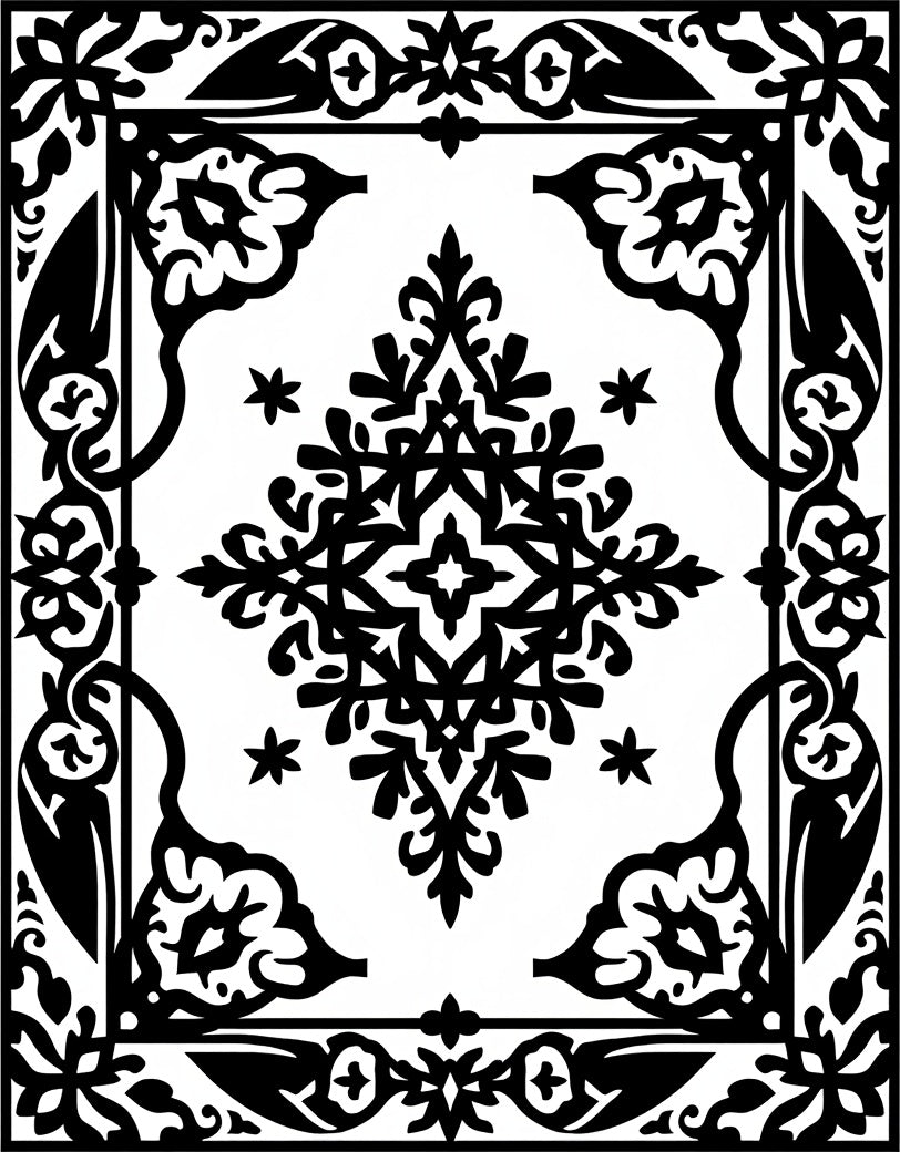 Elegant Vintage Floral Scroll Pattern Rug