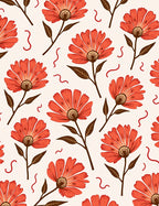 Retro Floral Bloom Pattern Rug