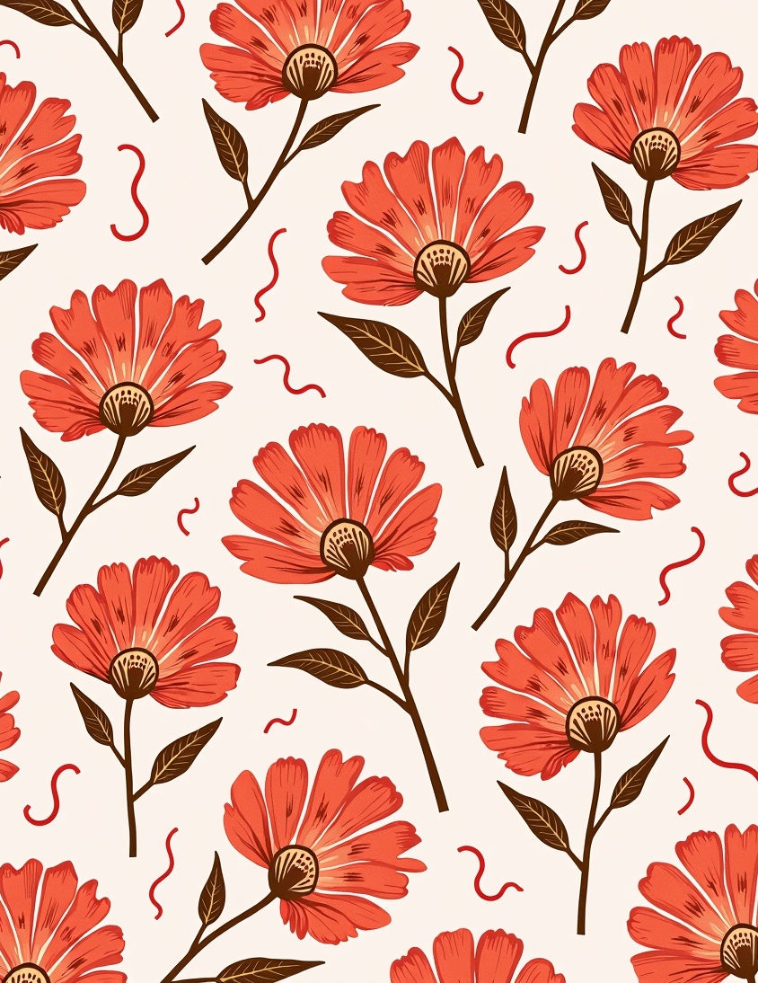 Retro Floral Bloom Pattern Rug