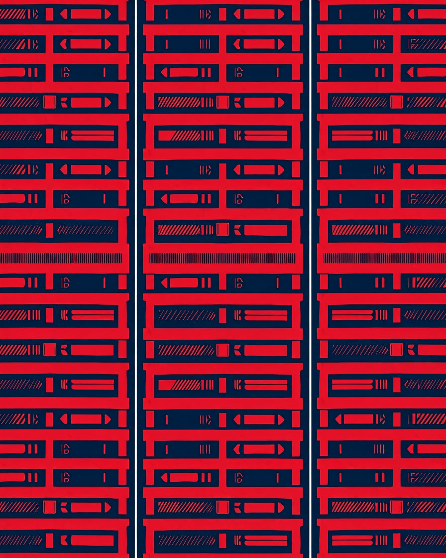 Bold Red Abstract Geometric Lines Rug