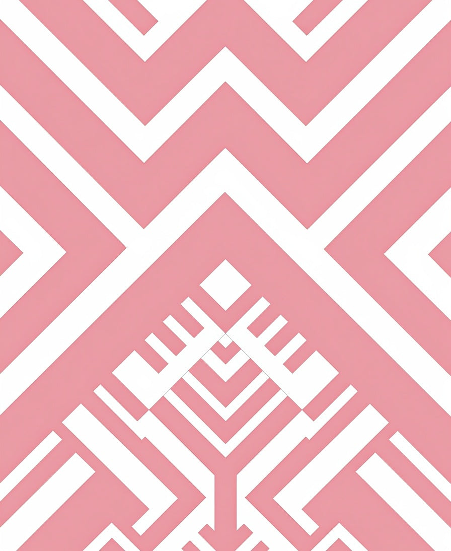 Pink Chevron Geometric Pattern Rug