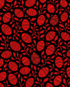 Bold Red Oval Floral Branches Rug