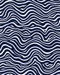 Abstract Blue White Wavy Stripes Rug