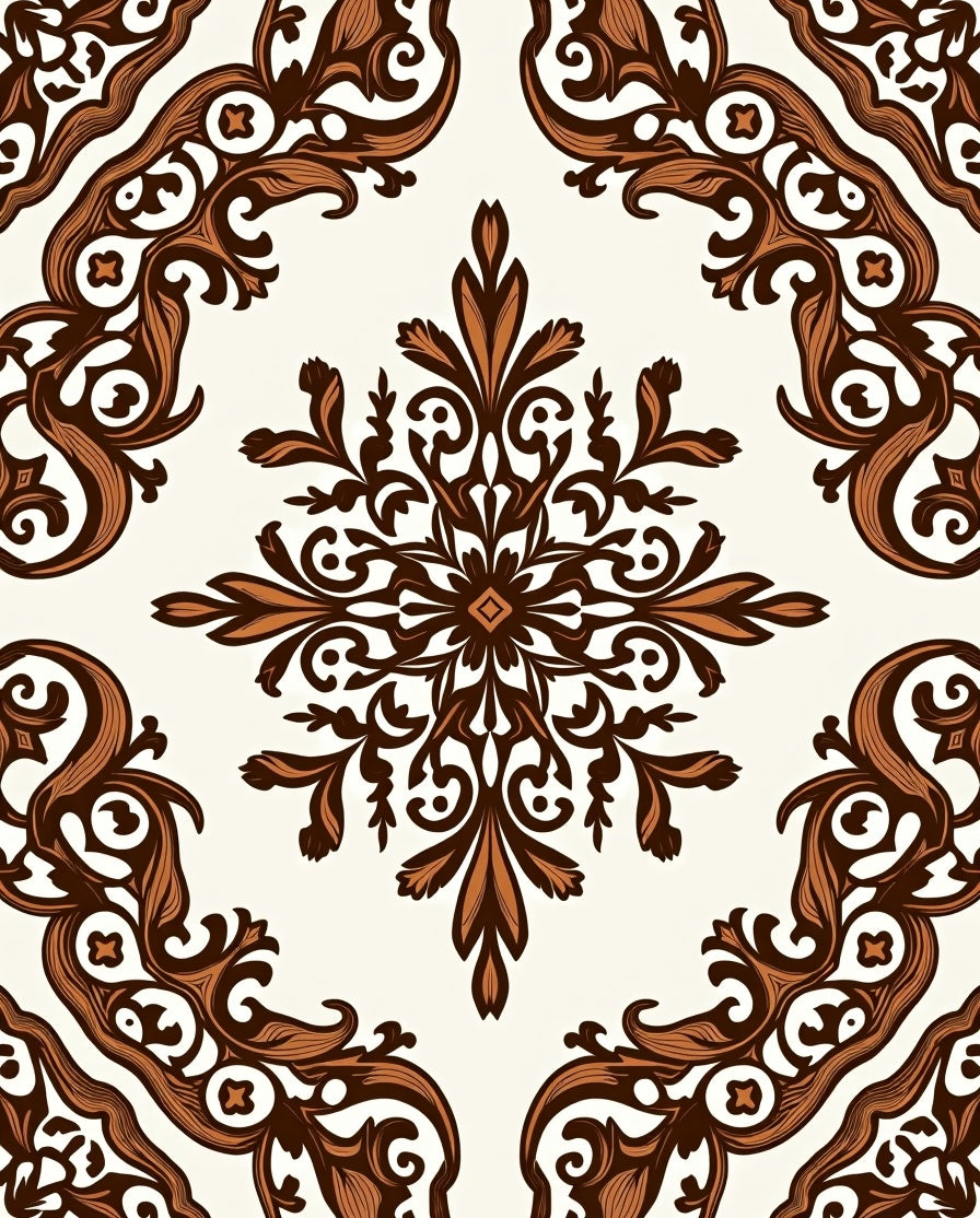 Brown Traditional Floral Medallion Design Rug