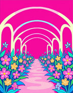 Vibrant Floral Garden Archway Rug
