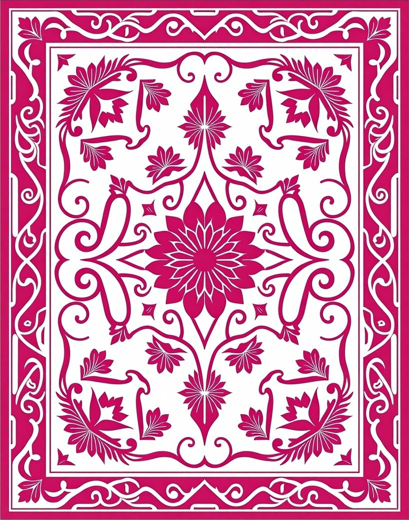 Traditional Pink Floral Ornamental Pattern Rug