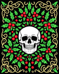 Black Holly Skull Gothic Ornament Rug