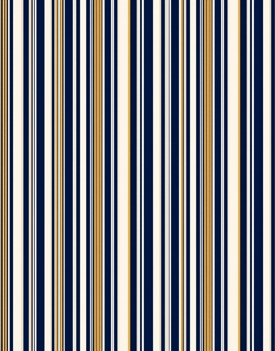 Striped Pattern In Navy Cream Gold Rug