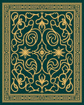 Ornate Gold Swirls Teal Pattern Rug