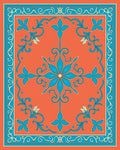 Floral Scroll Bordered Textile Design Rug