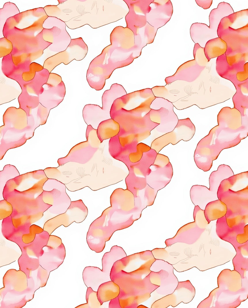 Organic Pink Orange Cloud Pattern Rug