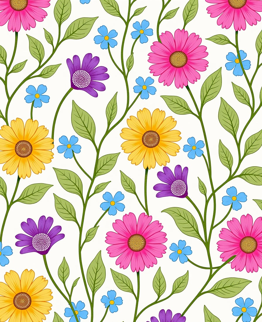 Colorful Floral Vine Pattern Rug