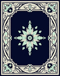 Intricate Floral Frame Dark Blue Rug