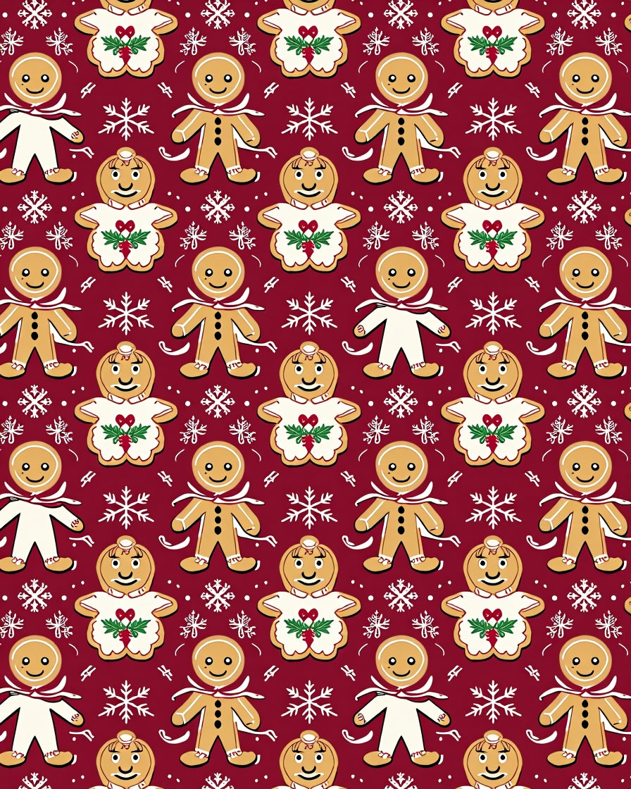 Festive Gingerbread Snowflakes Christmas Rug