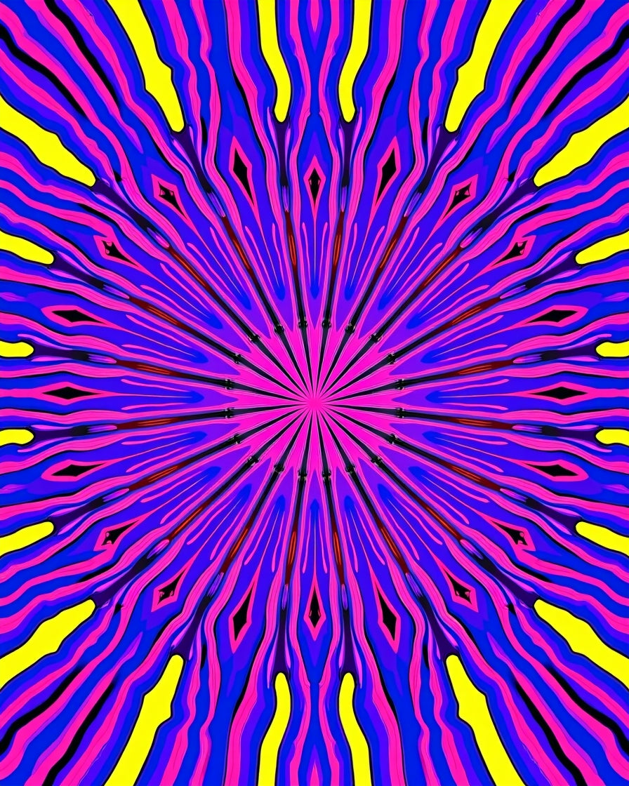 Vibrant Psychedelic Radiant Pattern Rug