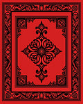 Bold Red Black Ornate Floral Design Rug