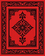 Bold Red Black Ornate Floral Design Rug