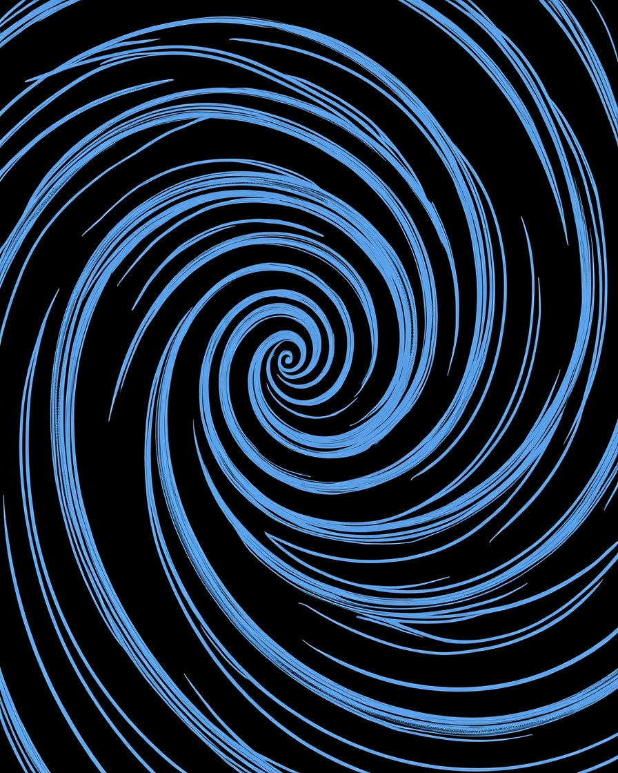Sky Blue Swirling Concentric Lines Rug