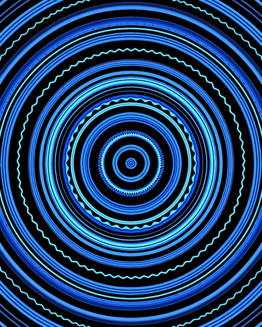Concentric Blue Circles Pattern Rug