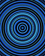 Concentric Blue Circles Pattern Rug