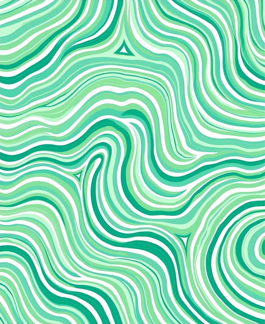 Green Swirl Abstract Pattern Rug