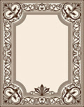 Ornate Floral Scroll Pattern Border Rug