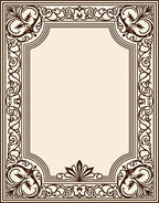 Ornate Floral Scroll Pattern Border Rug