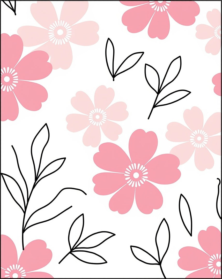 Pink Floral Vine Pattern Rug