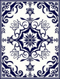 Navy Blue Vintage Floral Pattern Rug