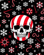 Stripped Skull with Red Snowflakes Rug