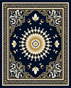 Art Deco Sun Floral Motif Rug