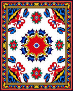 Vibrant Floral Starburst Patterned Rug