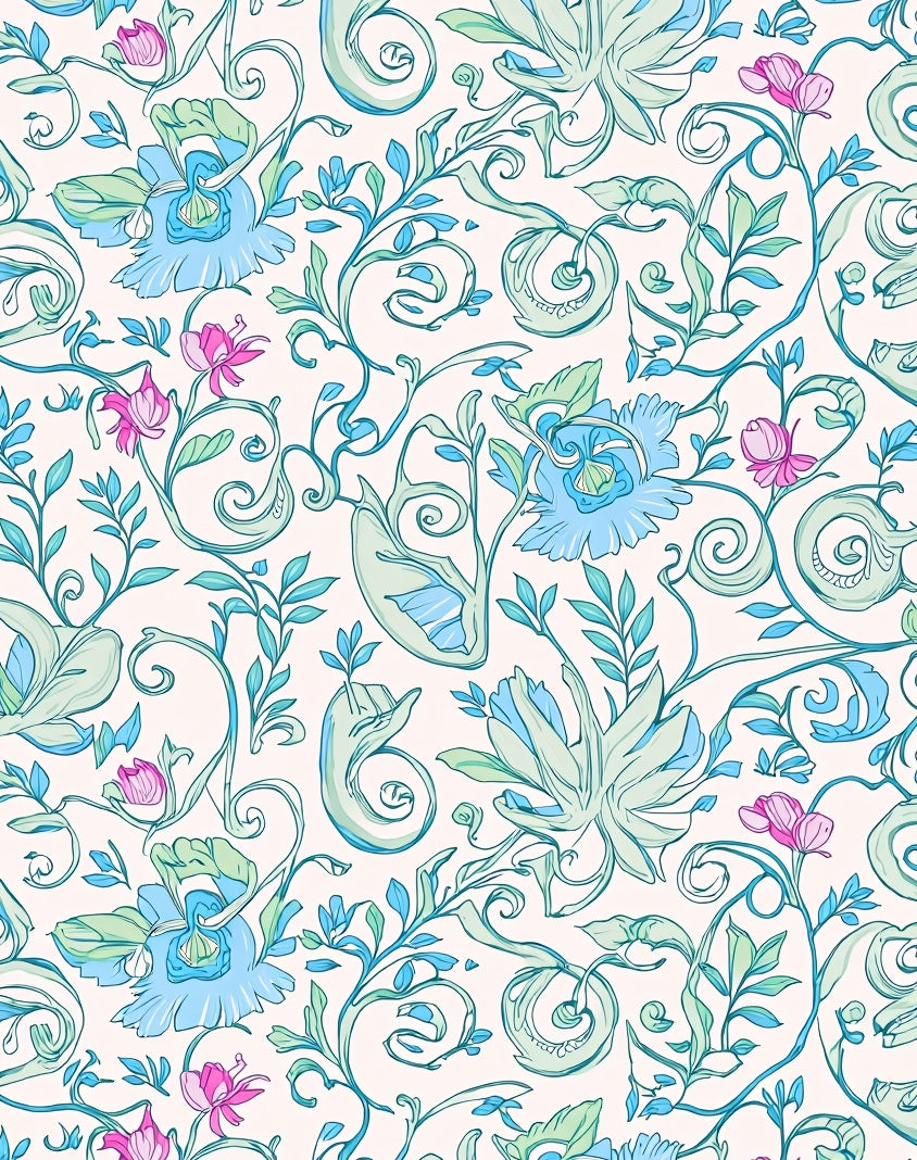 Art Nouveau Floral Swirls Rug