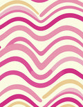 Joyful Pink Cream Wave Pattern Rug