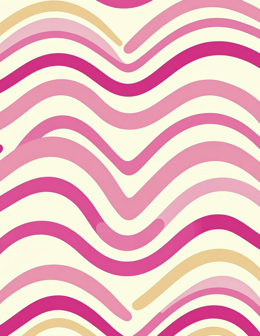 Joyful Pink Cream Wave Pattern Rug