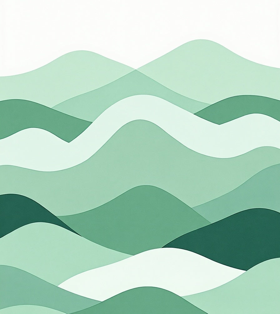 Layered Abstract Green Wave Pattern Rug