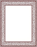 Ornate Burgundy Scroll Border Design Rug