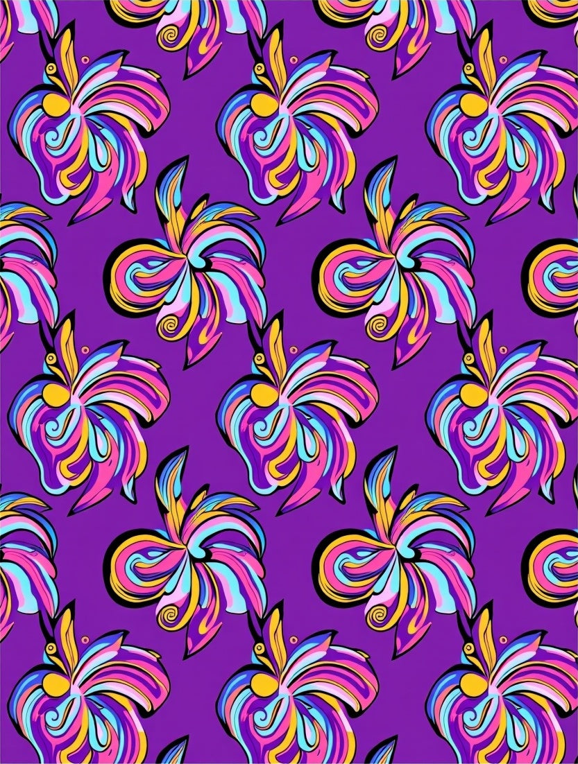 Abstract Swirl Floral Pattern Rug