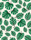 Tropical Leaf Patterned Green Rug