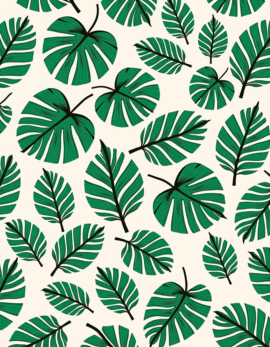 Tropical Leaf Patterned Green Rug